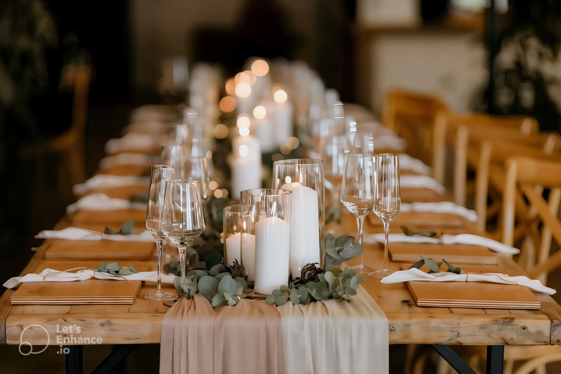 A picture of table setting and floral decor by Two Balloons Weddings & Events