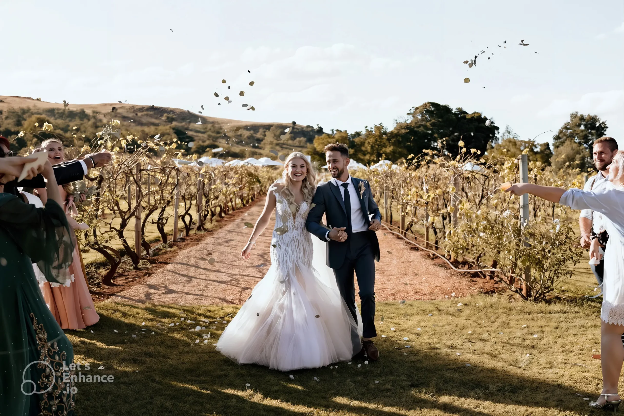 A picture of Shannon & Duran outdoors at thier wedding