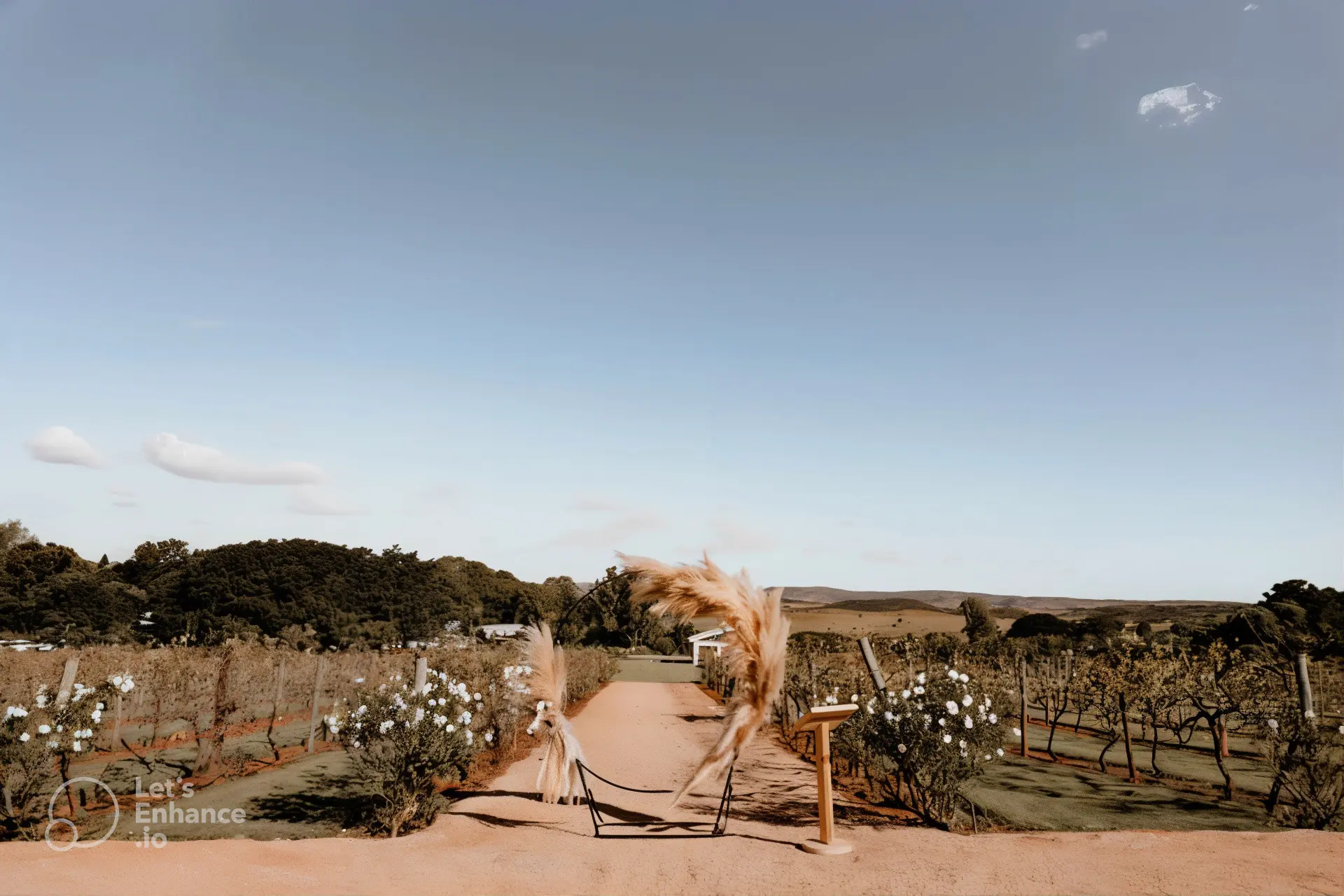 A picture of Shannon & Duran's wedding outside decor designed by Two Balloons Weddings & Events