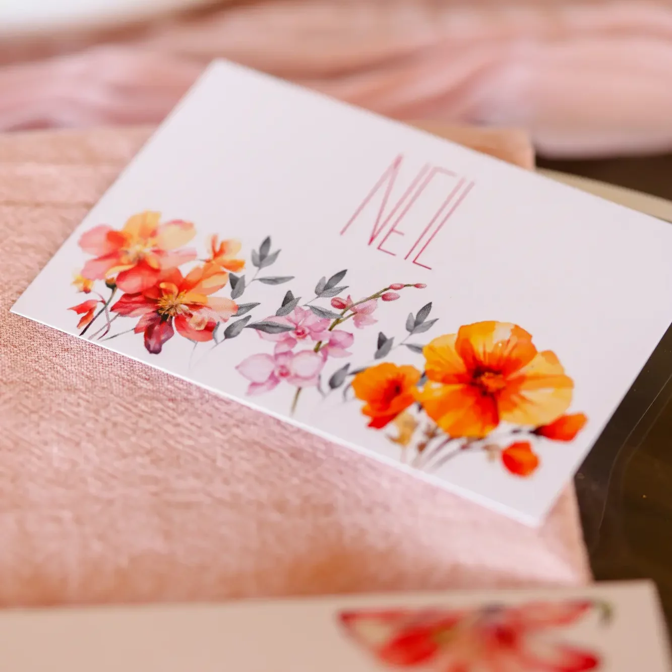 Picure of the stationery created by Two Balloons Weddings & Events